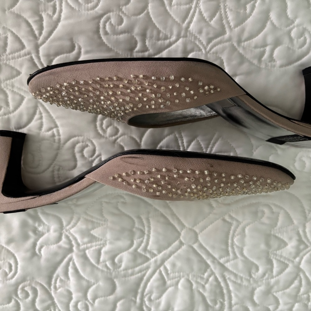 Charles Jourdan Tan Embellished Heels - Picture 3 of 4